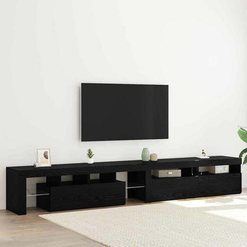 vidaXL Mobili TV 3 pz con luci LED in rovere nero e legno ingegnerizzato vidaXL Mobili TV 3 pz con luci LED in rovere nero e legno ingegnerizzato