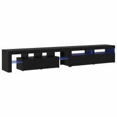 vidaXL Mobili TV 3 pz con luci LED in rovere nero e legno ingegnerizzato