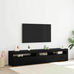 vidaXL Mobiletti TV 2 pcs con luci LED in rovere nero e legno ingegnerizzato