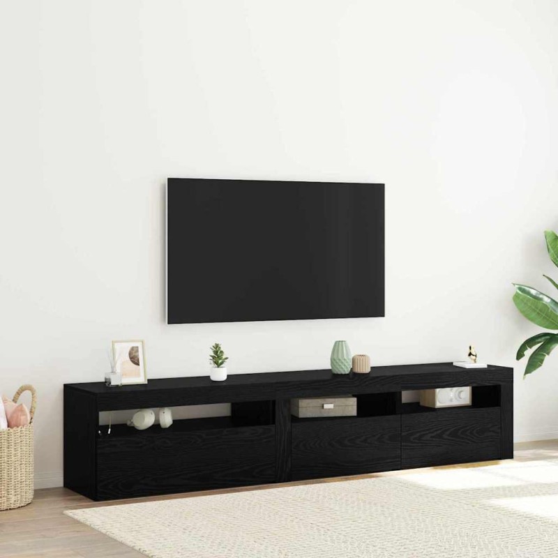 vidaXL Mobiletti TV 2 pcs con luci LED in rovere nero e legno ingegnerizzato vidaXL Mobiletti TV 2 pcs con luci LED in rovere nero e legno ingegnerizzato