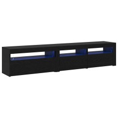 vidaXL Mobiletti TV 2 pcs con luci LED in rovere nero e legno ingegnerizzato