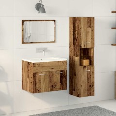 vidaXL Set Mobili Bagno a 3 Pezzi in Legno Antico