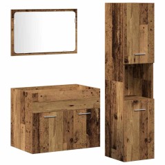 vidaXL Set Mobili Bagno a 3 Pezzi in Legno Antico
