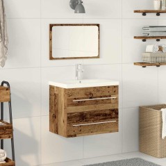 vidaXL Mobile da bagno con lavabo integrato in legno antico e legno ingegnerizzato