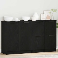 vidaXL Credenze 3 pcs Nero Rovere Legno Ingegnerizzato