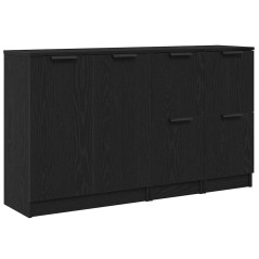 vidaXL Credenze 3 pcs Nero Rovere Legno Ingegnerizzato