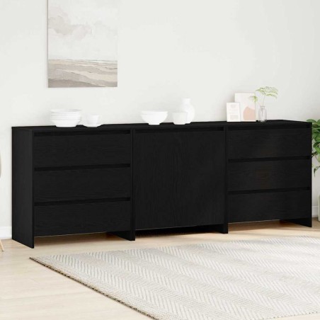 vidaXL Set di 3 Sideboard in Legno Ingegnerizzato Nero