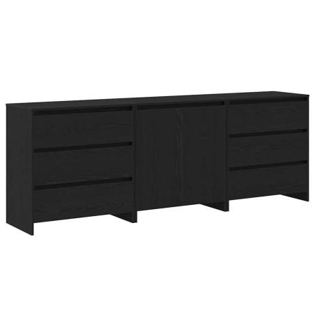 vidaXL Set di 3 Sideboard in Legno Ingegnerizzato Nero