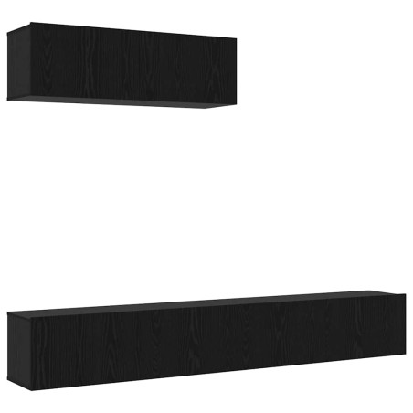 vidaXL Set Mobile TV 3 Pezzi Montato a Parete Rovere Nero Legno Ingenerizzato