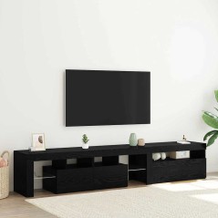 Armadi TV vidaXL 2 pz con luci LED Quercia Nera Legno Ingegnerizzato