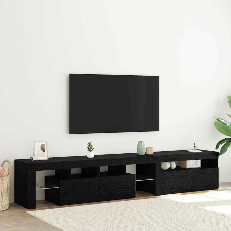 Armadi TV vidaXL 2 pz con luci LED Quercia Nera Legno Ingegnerizzato Armadi TV vidaXL 2 pz con luci LED Quercia Nera Legno Ingegnerizzato