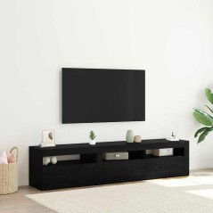 Mobile TV vidaXL 2 pcs con luci LED in rovere nero legno ingegnerizzato