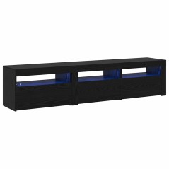 Mobile TV vidaXL 2 pcs con luci LED in rovere nero legno ingegnerizzato