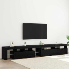 Mobile TV vidaXL 2 pz con luci LED legno ingegnerizzato rovere nero