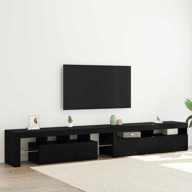 Mobile TV vidaXL 2 pz con luci LED legno ingegnerizzato rovere nero Mobile TV vidaXL 2 pz con luci LED legno ingegnerizzato rovere nero