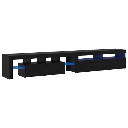 Mobile TV vidaXL 2 pz con luci LED legno ingegnerizzato rovere nero