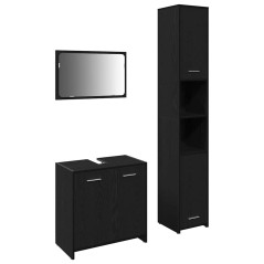 vidaXL Set di mobili da bagno in 3 pezzi Rovere Nero Legno Ingegnerizzato
