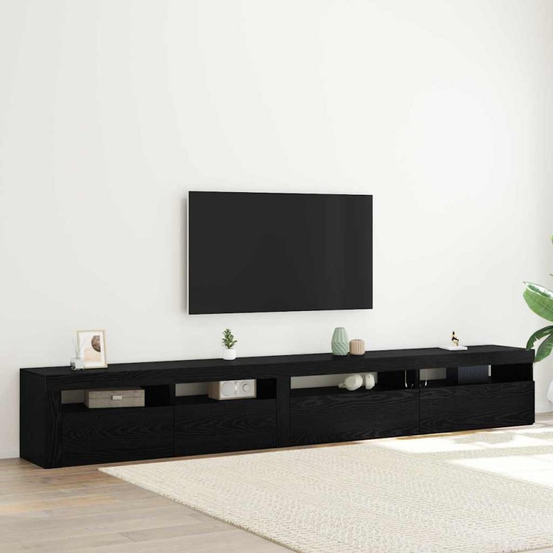 Set di mobili TV 3 pezzi vidaXL con luci LED in rovere nero legno ingegnerizzato Set di mobili TV 3 pezzi vidaXL con luci LED in rovere nero legno ingegnerizzato