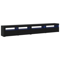 Set di mobili TV 3 pezzi vidaXL con luci LED in rovere nero legno ingegnerizzato