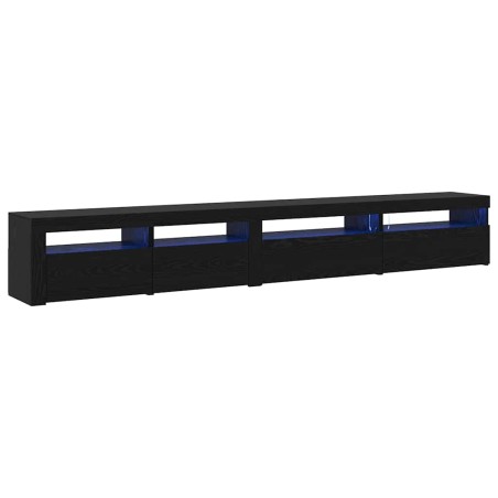 Set di mobili TV 3 pezzi vidaXL con luci LED in rovere nero legno ingegnerizzato