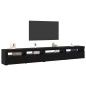 Set di mobili TV 3 pezzi vidaXL con luci LED in rovere nero legno ingegnerizzato Set di mobili TV 3 pezzi vidaXL con luci LED in rovere nero legno ingegnerizzato