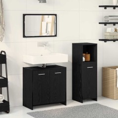 vidaXL Set mobili bagno 3 pezzi Rovere nero Legno ingegnerizzato