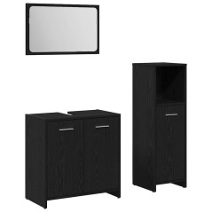 vidaXL Set mobili bagno 3 pezzi Rovere nero Legno ingegnerizzato