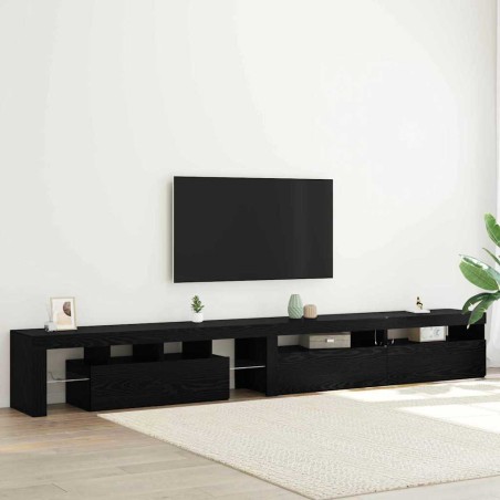 Mobili TV vidaXL 3 pcs con Luci LED Quercia Nera Legno Ingegnerizzato