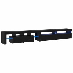 Mobili TV vidaXL 3 pcs con Luci LED Quercia Nera Legno Ingegnerizzato