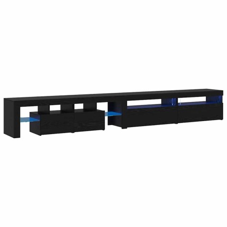 Mobili TV vidaXL 3 pcs con Luci LED Quercia Nera Legno Ingegnerizzato