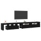 Mobili TV vidaXL 3 pcs con Luci LED Quercia Nera Legno Ingegnerizzato
