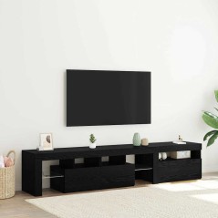 Mobile TV vidaXL 2 pcs con luci LED rovere nero legno ingegnerizzato