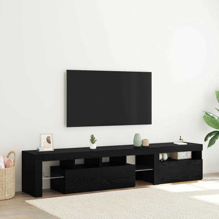 Mobile TV vidaXL 2 pcs con luci LED rovere nero legno ingegnerizzato