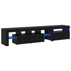 Mobile TV vidaXL 2 pcs con luci LED rovere nero legno ingegnerizzato