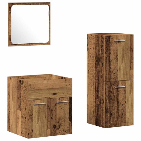 vidaXL Set di mobili da bagno in legno antico e legno ingegnerizzato