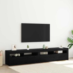 Mobile TV vidaXL 2 pz con luci LED in rovere nero e legno ingegnerizzato