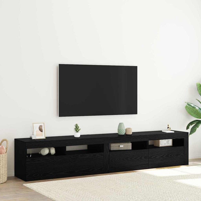 Mobile TV vidaXL 2 pz con luci LED in rovere nero e legno ingegnerizzato Mobile TV vidaXL 2 pz con luci LED in rovere nero e legno ingegnerizzato