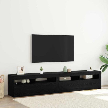 Mobile TV vidaXL 2 pz con luci LED in rovere nero e legno ingegnerizzato