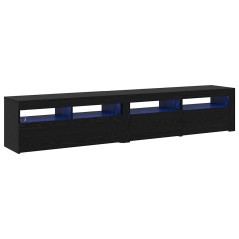 Mobile TV vidaXL 2 pz con luci LED in rovere nero e legno ingegnerizzato