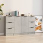 Credenze 3 pz Grigio Cemento in Legno Multistrato Credenze 3 pz Grigio Cemento in Legno Multistrato