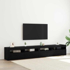 Set di mobili TV 3 pezzi vidaXL con luci LED in rovere nero in legno ingegnerizzato