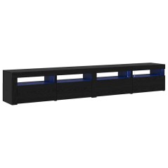 Set di mobili TV 3 pezzi vidaXL con luci LED in rovere nero in legno ingegnerizzato