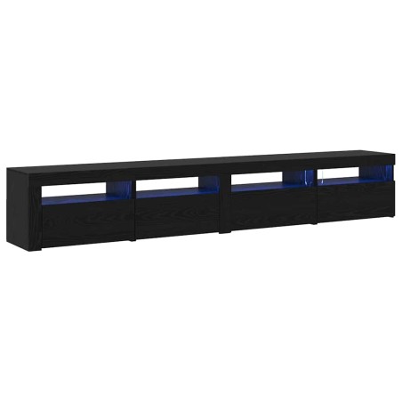 Set di mobili TV 3 pezzi vidaXL con luci LED in rovere nero in legno ingegnerizzato