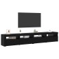 Set di mobili TV 3 pezzi vidaXL con luci LED in rovere nero in legno ingegnerizzato Set di mobili TV 3 pezzi vidaXL con luci LED in rovere nero in legno ingegnerizzato