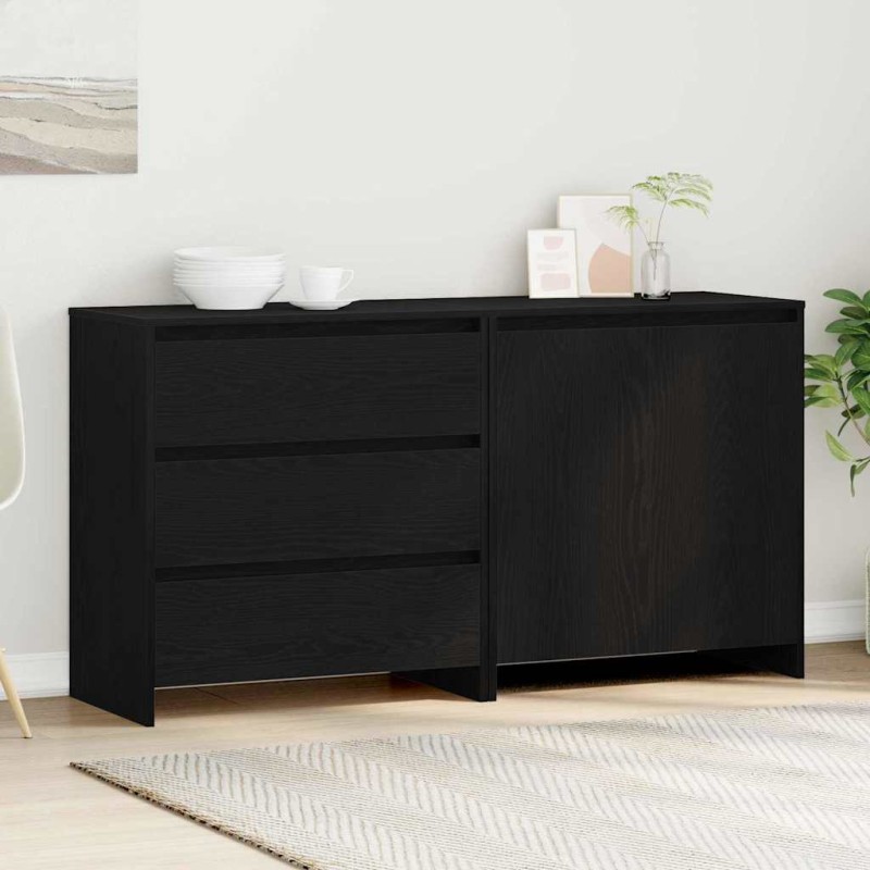 vidaXL 2-Pezzi Sideboards in Legno Ingegnerizzato Nero