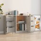 Credenze 3 pz Grigio Cemento in Legno Multistrato Credenze 3 pz Grigio Cemento in Legno Multistrato