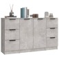 Credenze 3 pz Grigio Cemento in Legno Multistrato Credenze 3 pz Grigio Cemento in Legno Multistrato