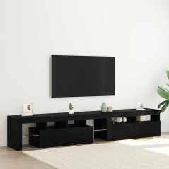 Mobili TV vidaXL 2 pz con luci LED Rovere Nero Legno ingegnerizzato