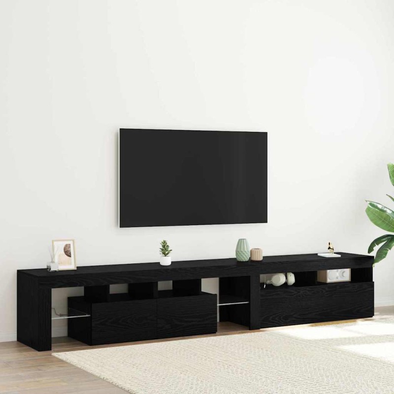 Mobili TV vidaXL 2 pz con luci LED Rovere Nero Legno ingegnerizzato Mobili TV vidaXL 2 pz con luci LED Rovere Nero Legno ingegnerizzato