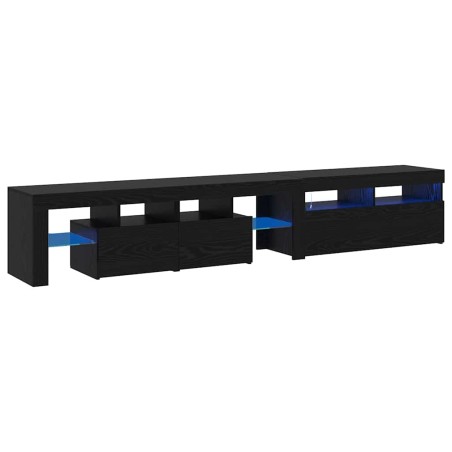 Mobili TV vidaXL 2 pz con luci LED Rovere Nero Legno ingegnerizzato